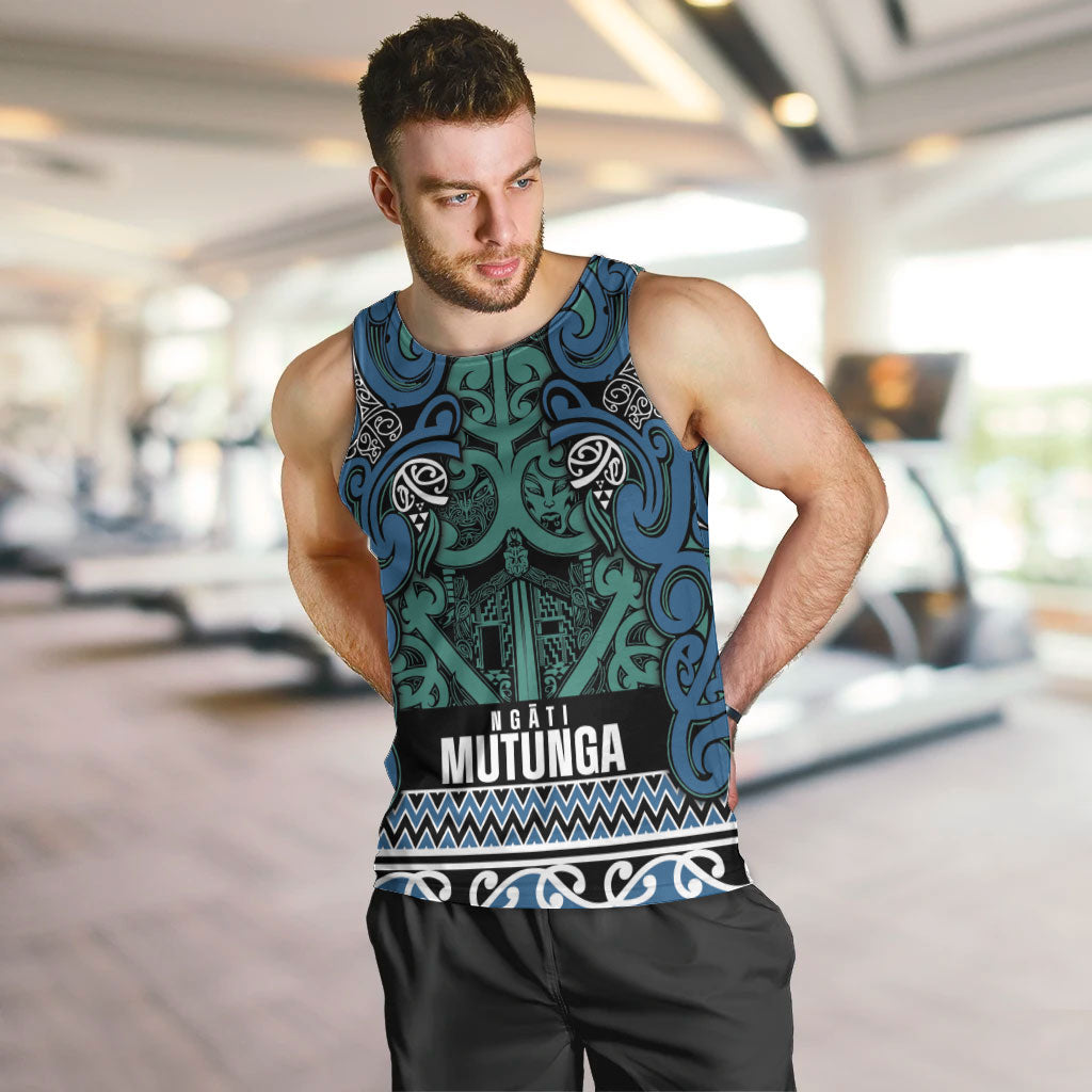Aotearoa Iwi Ngati Mutunga Men Tank Top Maori Wharenui House Tribal Pattern LT9 Ocean Blue - Polynesian Pride