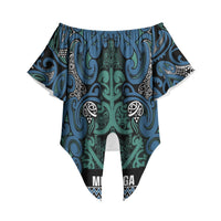 Aotearoa Iwi Ngati Mutunga Off Shoulder Wrap Waist Top Maori Wharenui House Tribal Pattern LT9 - Polynesian Pride