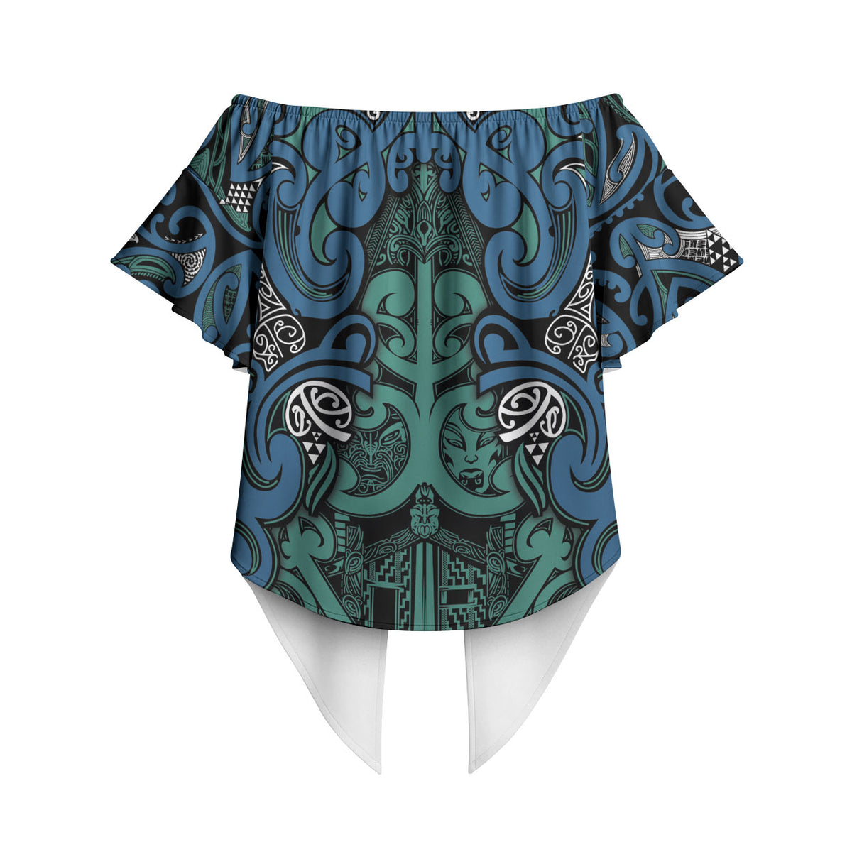 Aotearoa Iwi Ngati Mutunga Off Shoulder Wrap Waist Top Maori Wharenui House Tribal Pattern LT9 - Polynesian Pride