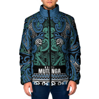 Aotearoa Iwi Ngati Mutunga Padded Jacket Maori Wharenui House Tribal Pattern LT9 Men Ocean Blue - Polynesian Pride