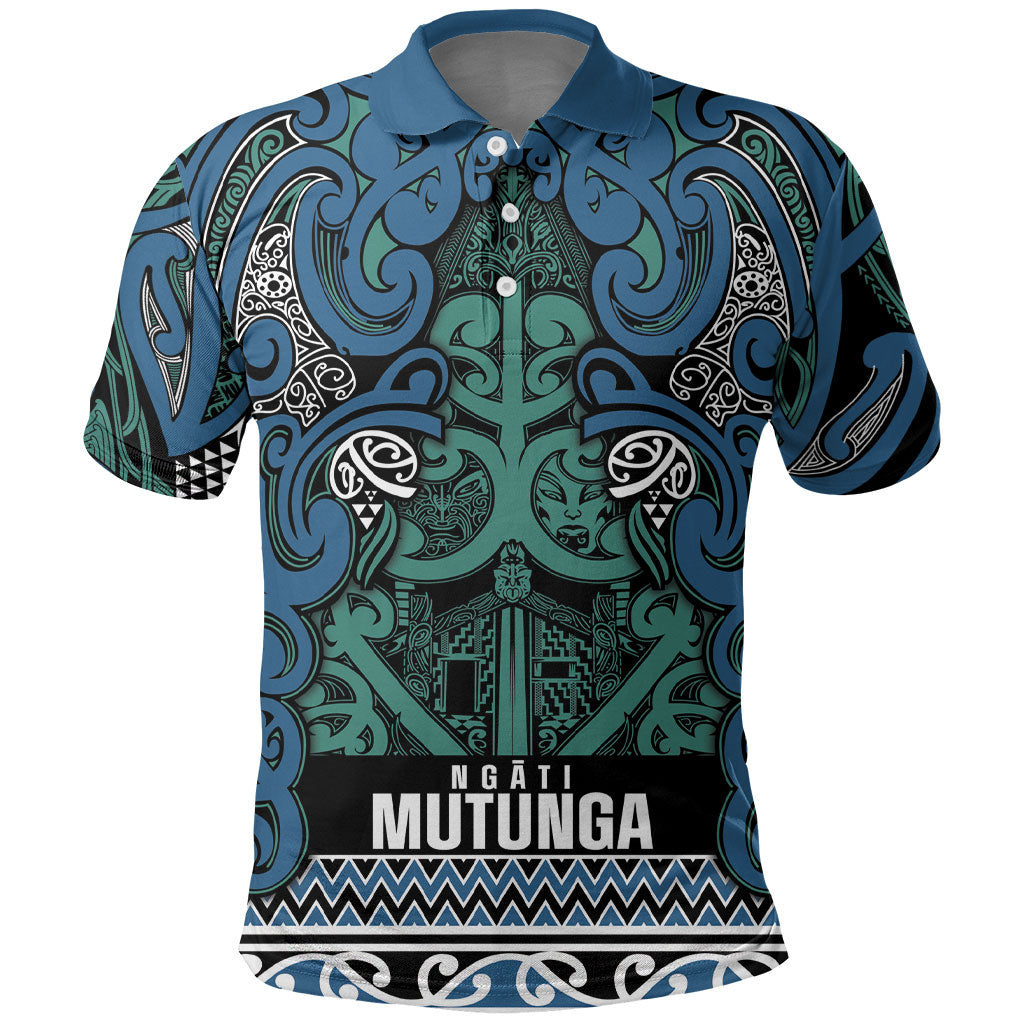 Aotearoa Iwi Ngati Mutunga Polo Shirt Maori Wharenui House Tribal Pattern LT9 Ocean Blue - Polynesian Pride