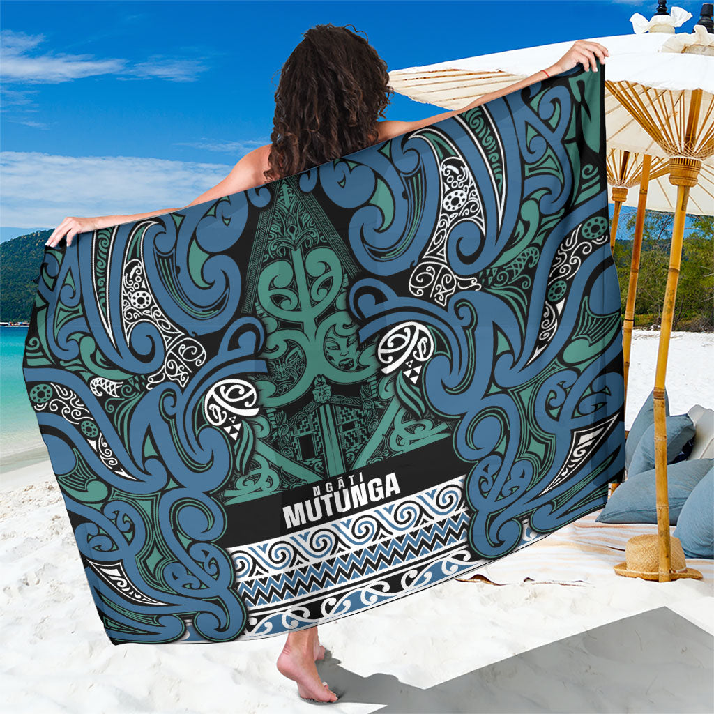 Aotearoa Iwi Ngati Mutunga Sarong Maori Wharenui House Tribal Pattern LT9 One Size 44 x 66 inches Ocean Blue - Polynesian Pride