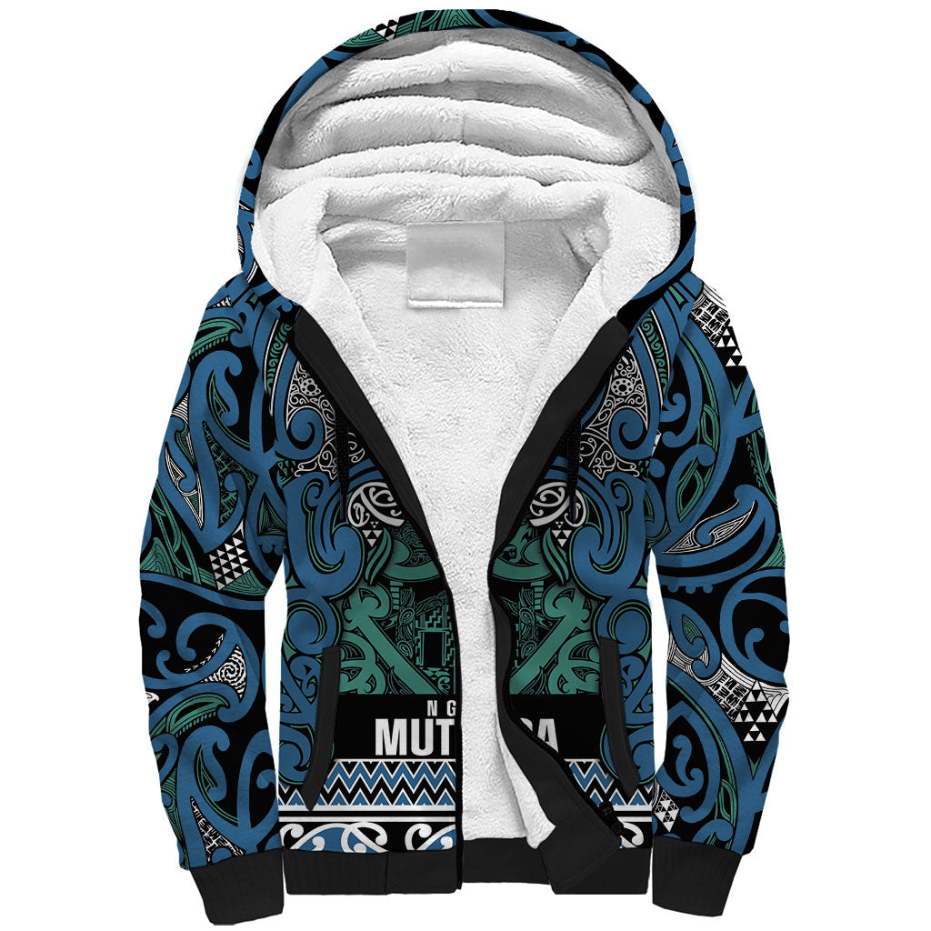 Aotearoa Iwi Ngati Mutunga Sherpa Hoodie Maori Wharenui House Tribal Pattern LT9 Unisex Ocean Blue - Polynesian Pride