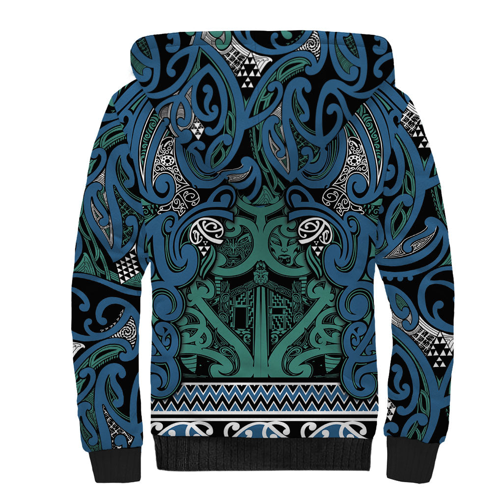 Aotearoa Iwi Ngati Mutunga Sherpa Hoodie Maori Wharenui House Tribal Pattern LT9 - Polynesian Pride