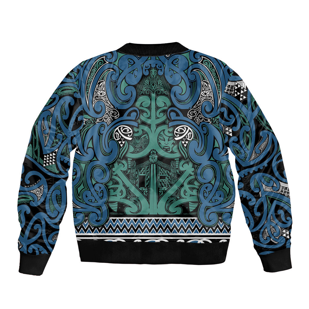 Aotearoa Iwi Ngati Mutunga Sleeve Zip Bomber Jacket Maori Wharenui House Tribal Pattern LT9 - Polynesian Pride