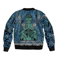 Aotearoa Iwi Ngati Mutunga Sleeve Zip Bomber Jacket Maori Wharenui House Tribal Pattern LT9 - Polynesian Pride