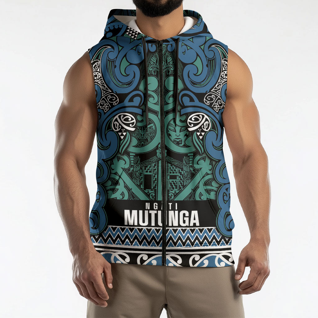 Aotearoa Iwi Ngati Mutunga Sleeveless Zip Hoodie Maori Wharenui House Tribal Pattern LT9 - Polynesian Pride