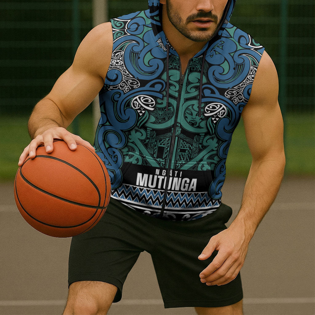 Aotearoa Iwi Ngati Mutunga Sleeveless Zip Hoodie Maori Wharenui House Tribal Pattern LT9 - Polynesian Pride