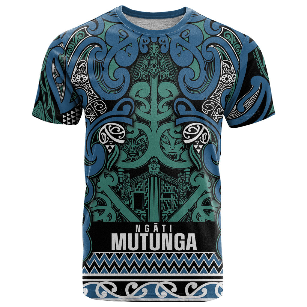Aotearoa Iwi Ngati Mutunga T Shirt Maori Wharenui House Tribal Pattern LT9 Ocean Blue - Polynesian Pride