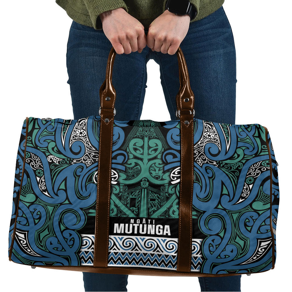 Aotearoa Iwi Ngati Mutunga Travel Bag Maori Wharenui House Tribal Pattern LT9 Ocean Blue - Polynesian Pride