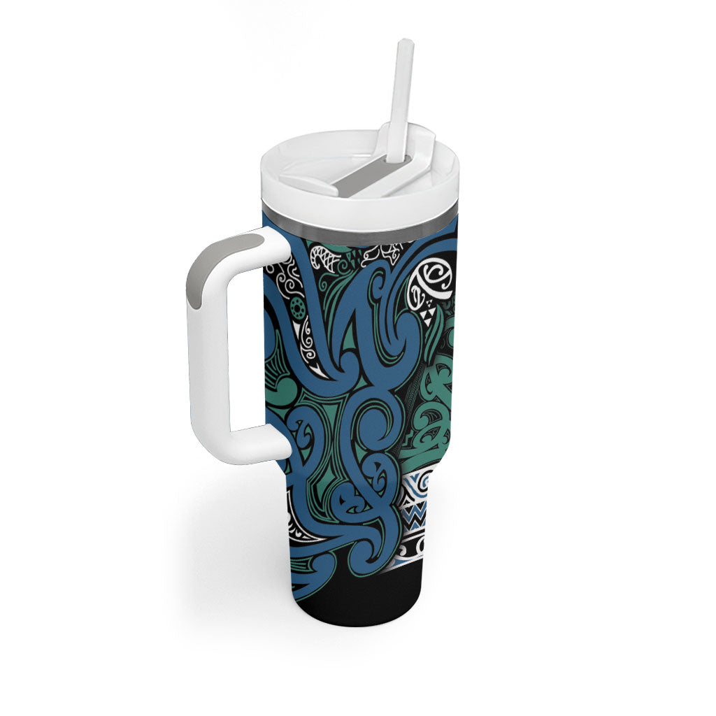 Aotearoa Iwi Ngati Mutunga Tumbler With Handle Maori Wharenui House Tribal Pattern LT9 - Polynesian Pride