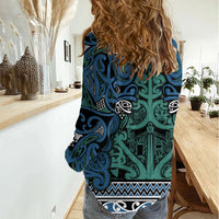 Aotearoa Iwi Ngati Mutunga Women Casual Shirt Maori Wharenui House Tribal Pattern LT9 - Polynesian Pride