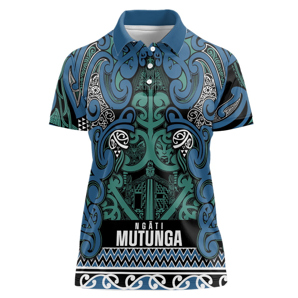 Aotearoa Iwi Ngati Mutunga Women Polo Shirt Maori Wharenui House Tribal Pattern LT9 Female Ocean Blue - Polynesian Pride