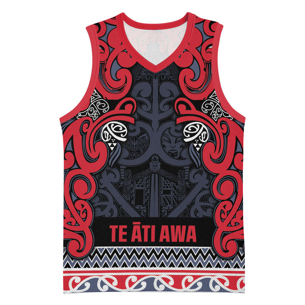 Aotearoa Iwi Te ati Awa Basketball Jersey Maori Wharenui House Tribal Pattern LT9 Unisex Bright Red - Polynesian Pride