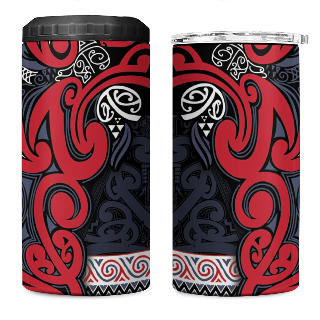 Aotearoa Iwi Te ati Awa 4 in 1 Can Cooler Tumbler Maori Wharenui House Tribal Pattern LT9 One Size: 16 oz Bright Red - Polynesian Pride