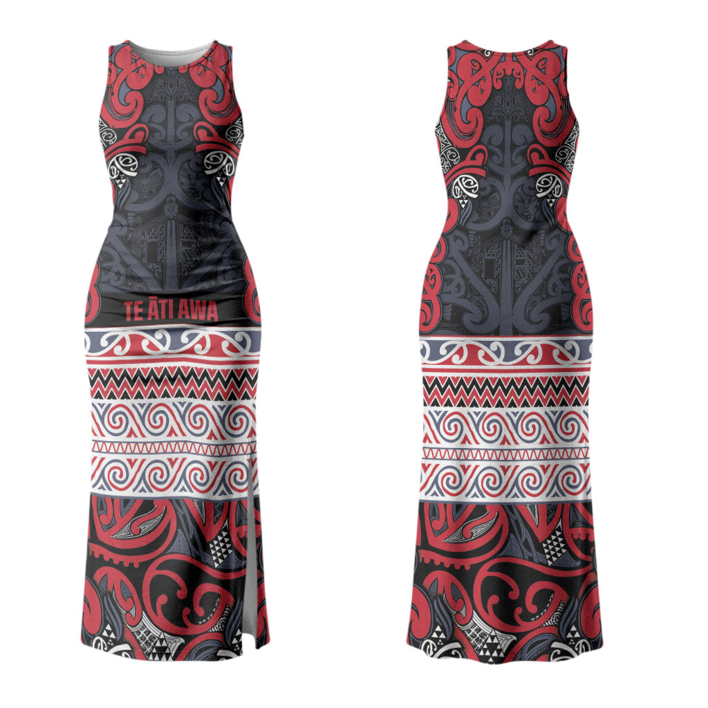 Aotearoa Iwi Te ati Awa Couples Matching Tank Maxi Dress and Hawaiian Shirt Maori Wharenui House Tribal Pattern LT9 - Polynesian Pride