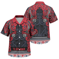 Aotearoa Iwi Te ati Awa Family Matching Off The Shoulder Long Sleeve Dress and Hawaiian Shirt Maori Wharenui House Tribal Pattern LT9 Son's Shirt Bright Red - Polynesian Pride