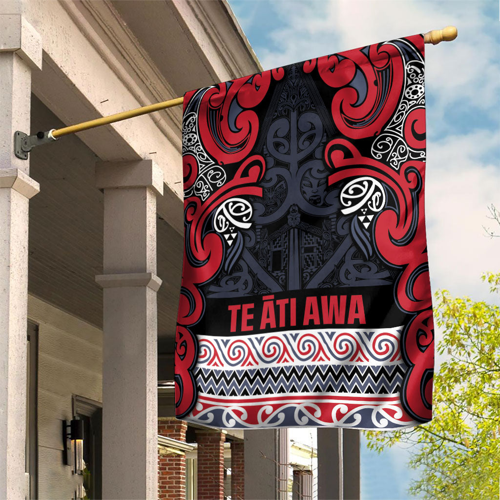 Aotearoa Iwi Te ati Awa Garden Flag Maori Wharenui House Tribal Pattern LT9 House Flag Bright Red - Polynesian Pride