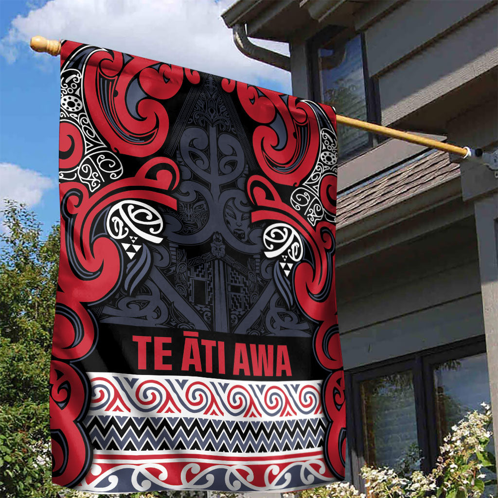 Aotearoa Iwi Te ati Awa Garden Flag Maori Wharenui House Tribal Pattern LT9 - Polynesian Pride