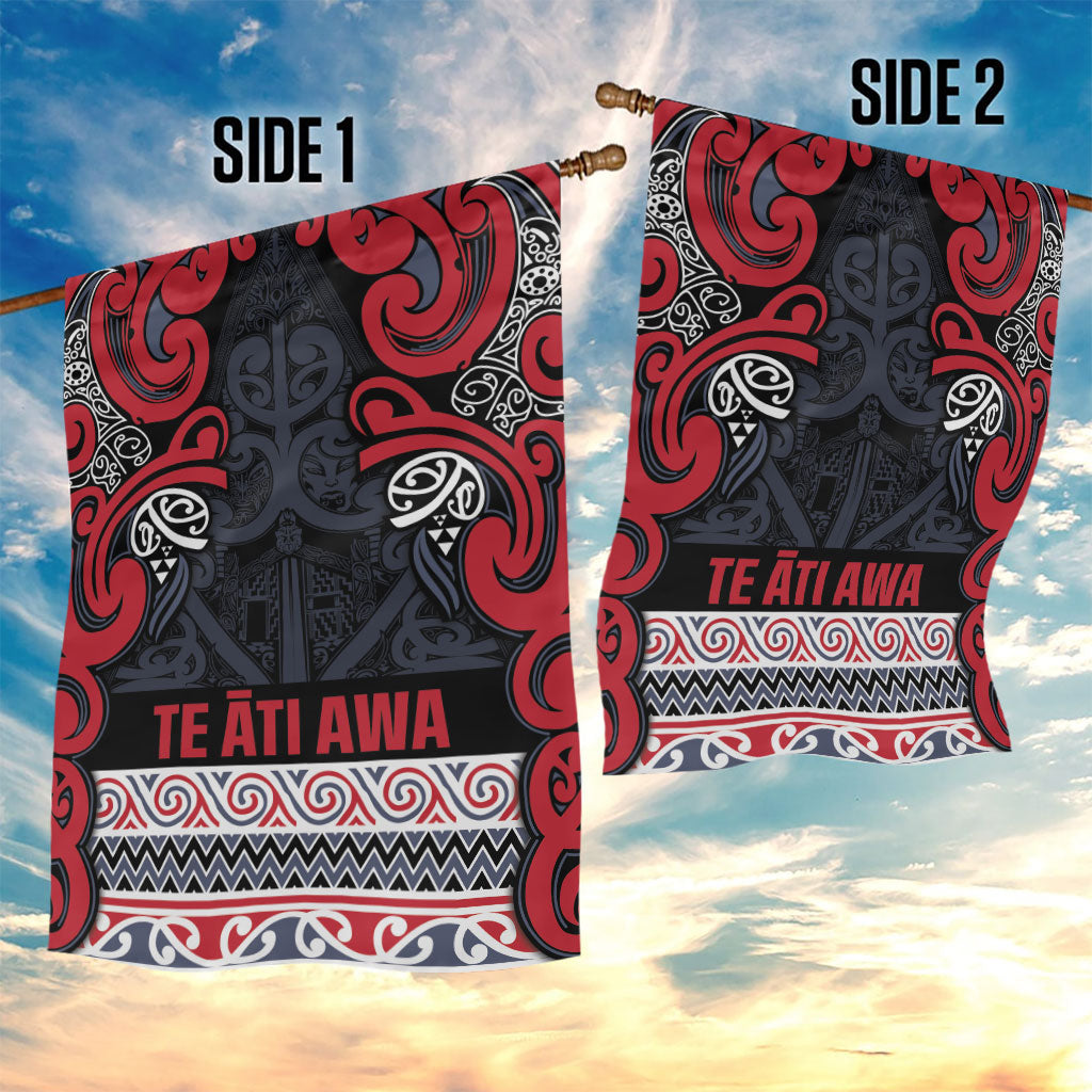 Aotearoa Iwi Te ati Awa Garden Flag Maori Wharenui House Tribal Pattern LT9 - Polynesian Pride