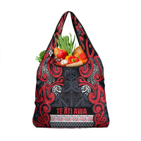 Aotearoa Iwi Te ati Awa Grocery Bag Maori Wharenui House Tribal Pattern LT9 1-pack One Size Bright Red - Polynesian Pride