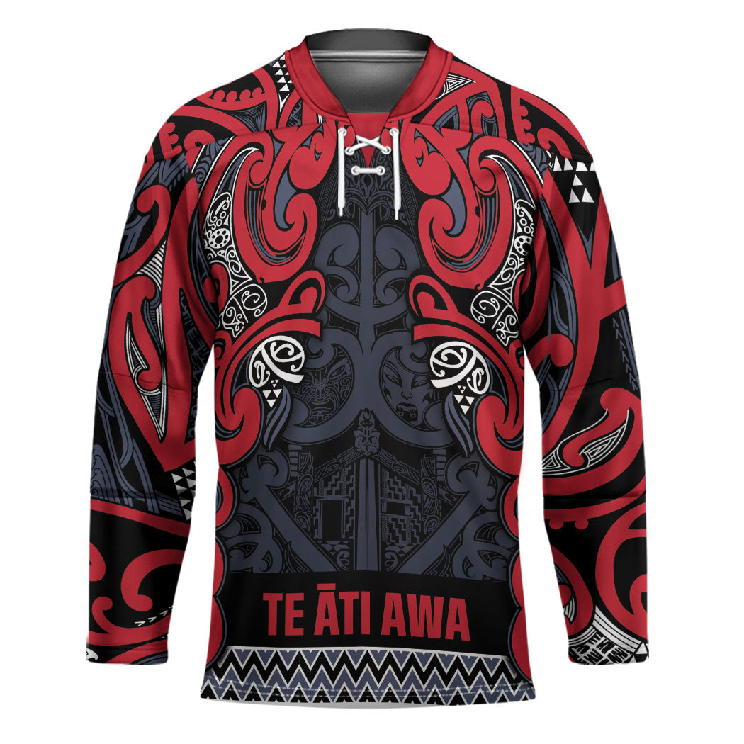 Aotearoa Iwi Te ati Awa Hockey Jersey Maori Wharenui House Tribal Pattern LT9 Unisex Bright Red - Polynesian Pride