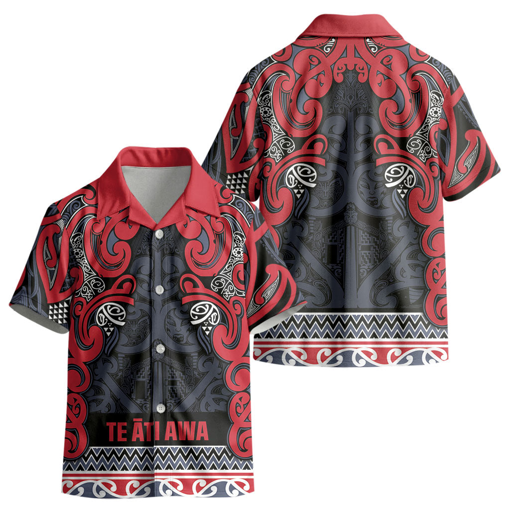 Aotearoa Iwi Te ati Awa Kid Hawaiian Shirt Maori Wharenui House Tribal Pattern LT9 - Polynesian Pride