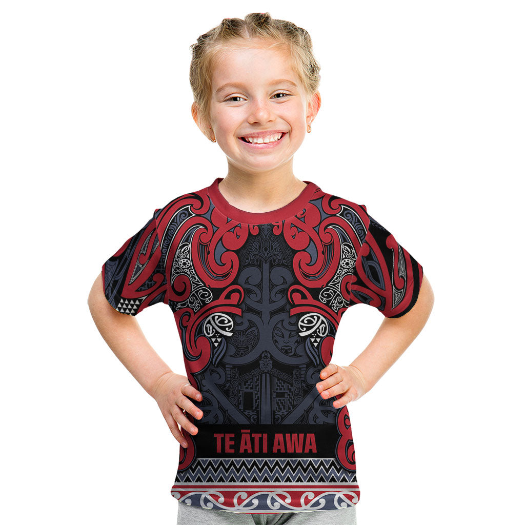 Aotearoa Iwi Te ati Awa Kid T Shirt Maori Wharenui House Tribal Pattern LT9 Bright Red - Polynesian Pride