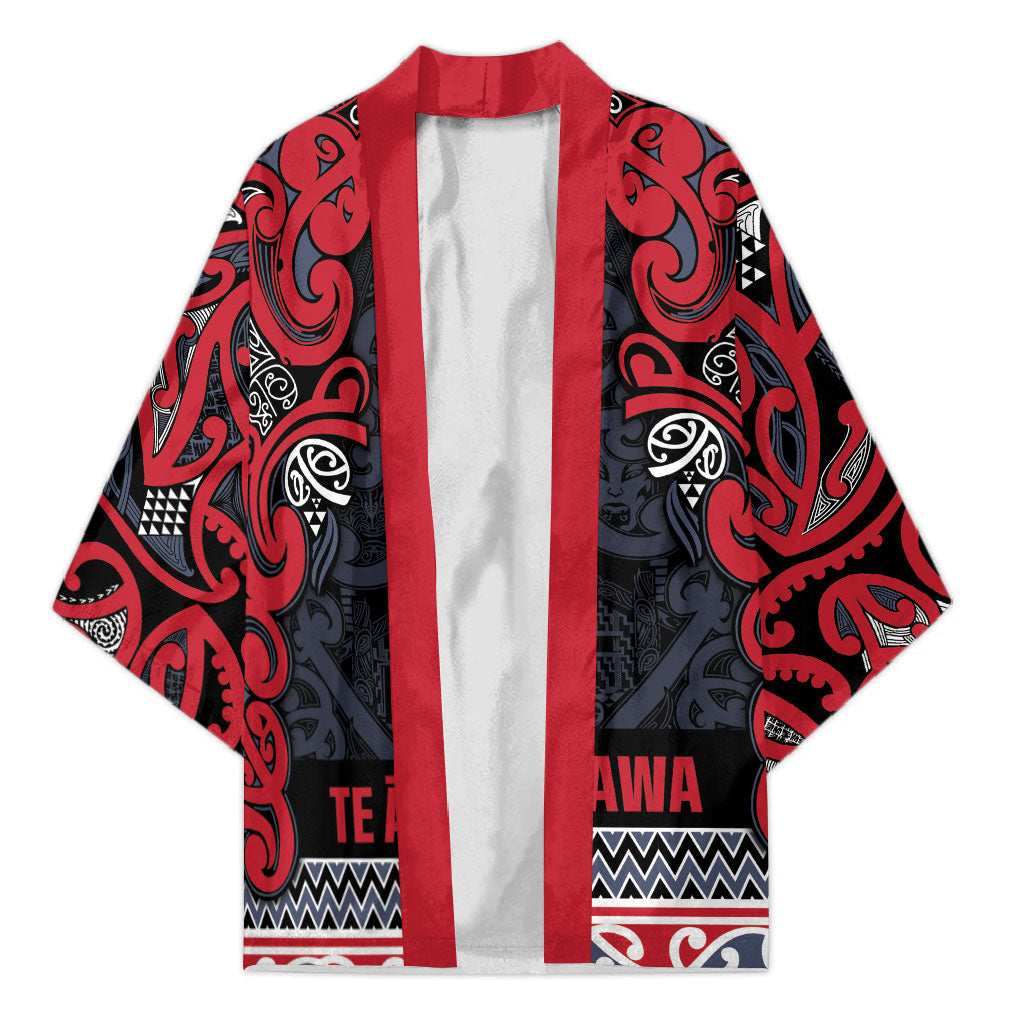 Aotearoa Iwi Te ati Awa Kimono Maori Wharenui House Tribal Pattern LT9 Unisex Bright Red - Polynesian Pride