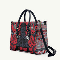 Aotearoa Iwi Te ati Awa Leather Bag Maori Wharenui House Tribal Pattern LT9 Bright Red - Polynesian Pride