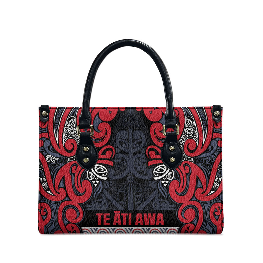 Aotearoa Iwi Te ati Awa Leather Bag Maori Wharenui House Tribal Pattern LT9 - Polynesian Pride