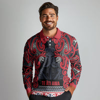 Aotearoa Iwi Te ati Awa Long Sleeve Polo Shirt Maori Wharenui House Tribal Pattern LT9 - Polynesian Pride