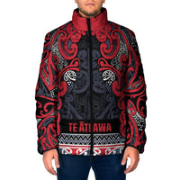 Aotearoa Iwi Te ati Awa Padded Jacket Maori Wharenui House Tribal Pattern LT9 Men Bright Red - Polynesian Pride