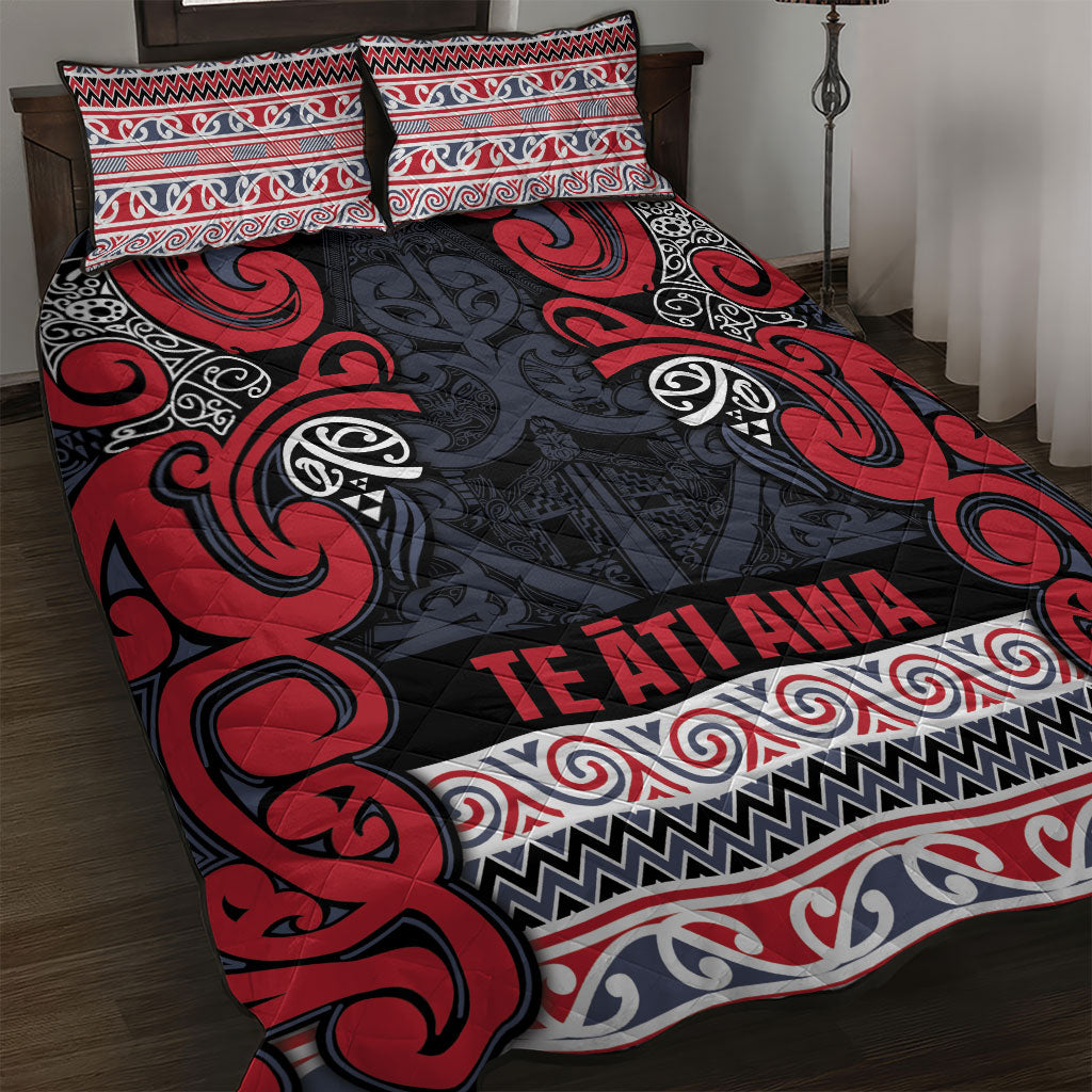 Aotearoa Iwi Te ati Awa Quilt Bed Set Maori Wharenui House Tribal Pattern LT9 Bright Red - Polynesian Pride