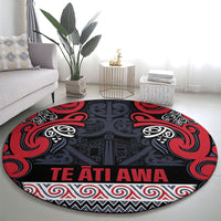 Aotearoa Iwi Te ati Awa Round Carpet Maori Wharenui House Tribal Pattern LT9 - Polynesian Pride