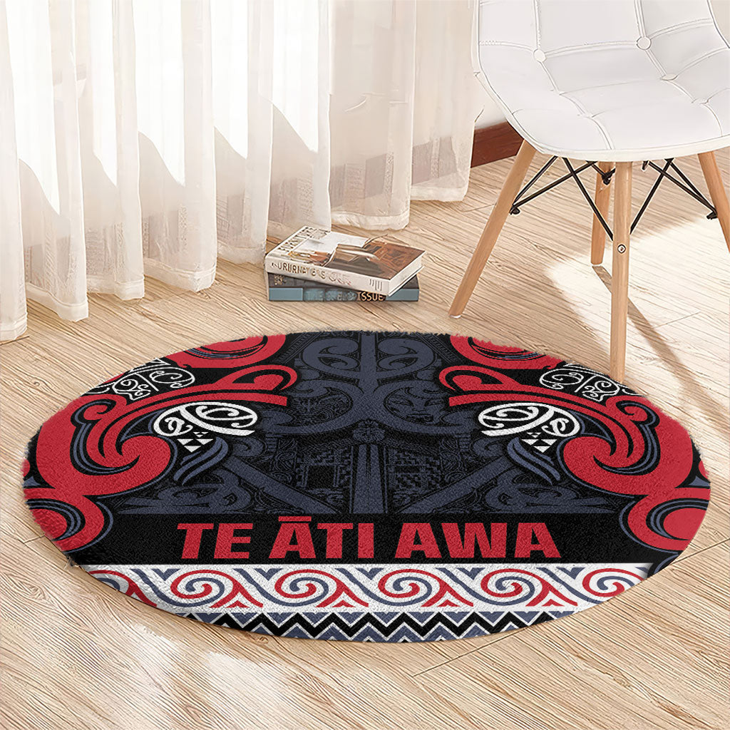 Aotearoa Iwi Te ati Awa Round Carpet Maori Wharenui House Tribal Pattern LT9 - Polynesian Pride