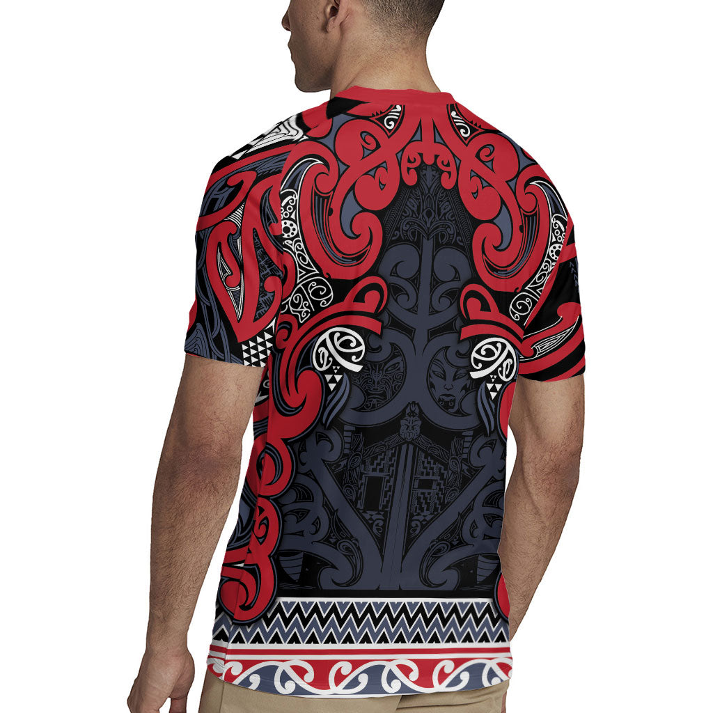 Aotearoa Iwi Te ati Awa Rugby Jersey Maori Wharenui House Tribal Pattern LT9 - Polynesian Pride
