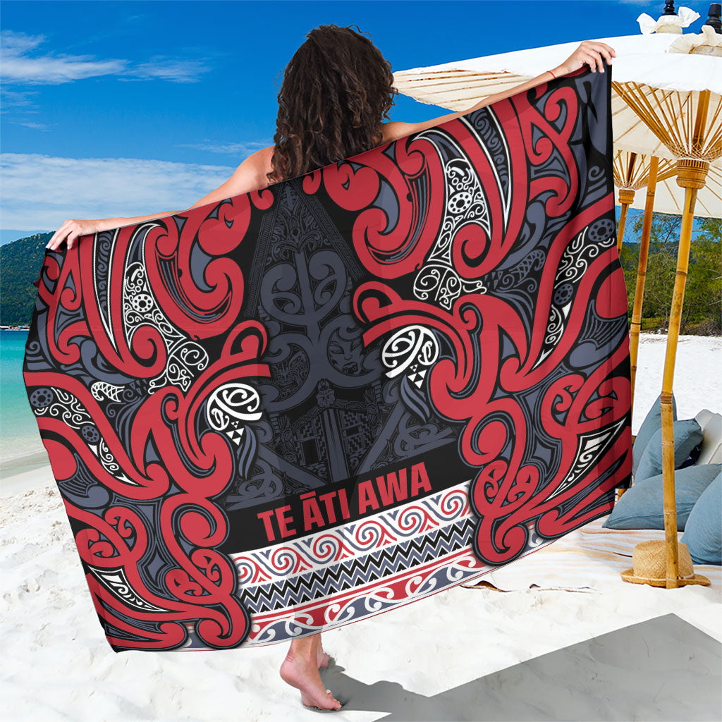 Aotearoa Iwi Te ati Awa Sarong Maori Wharenui House Tribal Pattern LT9 One Size 44 x 66 inches Bright Red - Polynesian Pride