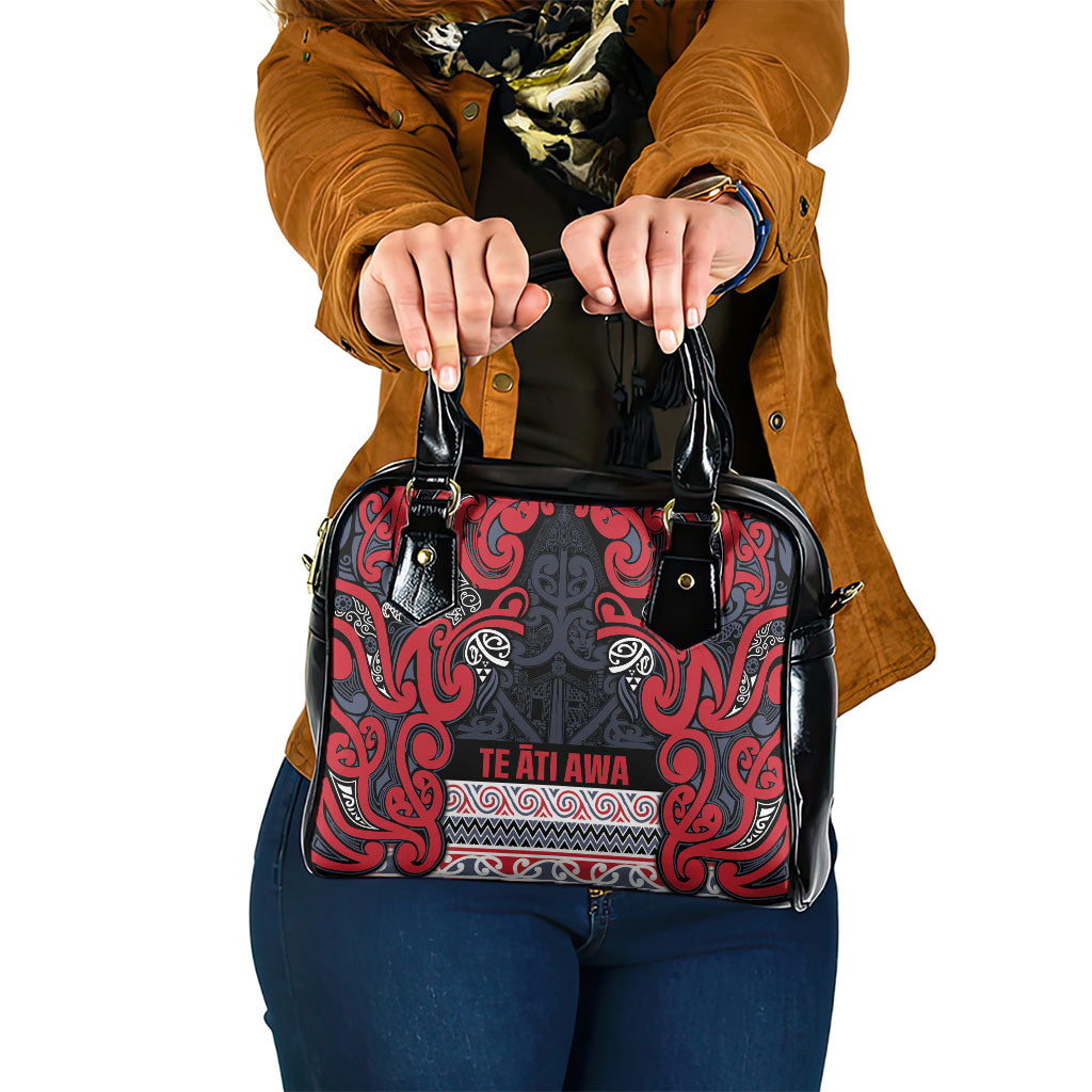 Aotearoa Iwi Te ati Awa Shoulder Handbag Maori Wharenui House Tribal Pattern LT9 One Size Bright Red - Polynesian Pride