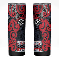 Aotearoa Iwi Te ati Awa Skinny Tumbler Maori Wharenui House Tribal Pattern LT9 Bright Red - Polynesian Pride