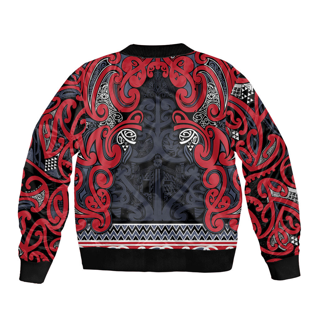 Aotearoa Iwi Te ati Awa Sleeve Zip Bomber Jacket Maori Wharenui House Tribal Pattern LT9 - Polynesian Pride