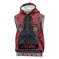 Aotearoa Iwi Te ati Awa Sleeveless Hoodie Maori Wharenui House Tribal Pattern LT9 Bright Red - Polynesian Pride