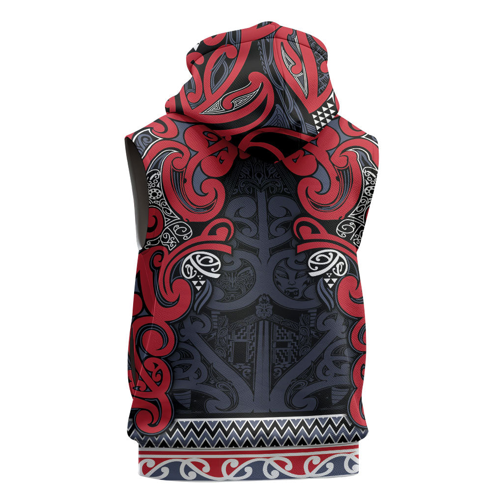 Aotearoa Iwi Te ati Awa Sleeveless Hoodie Maori Wharenui House Tribal Pattern LT9 - Polynesian Pride