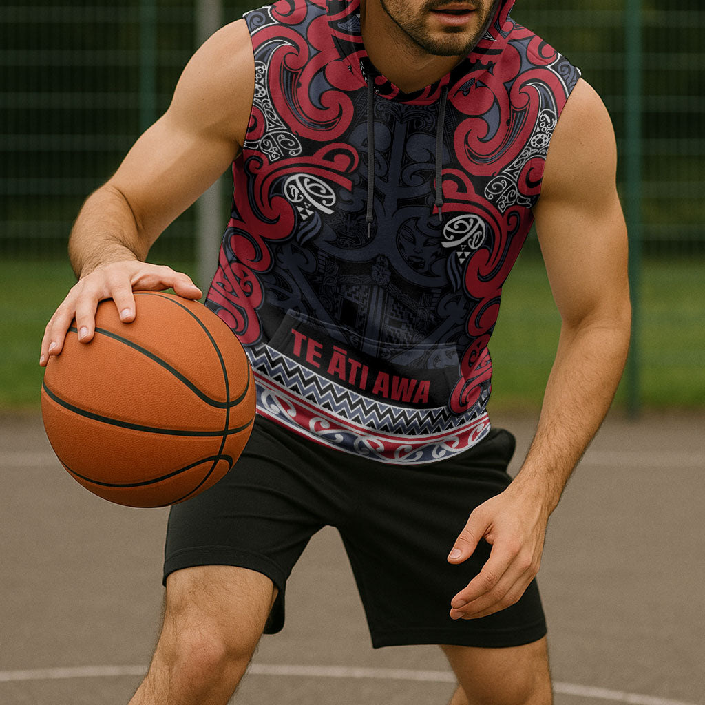 Aotearoa Iwi Te ati Awa Sleeveless Hoodie Maori Wharenui House Tribal Pattern LT9 - Polynesian Pride