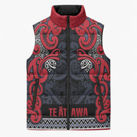 Aotearoa Iwi Te ati Awa Sleeveless Puffer Jacket Maori Wharenui House Tribal Pattern LT9 Unisex Bright Red - Polynesian Pride