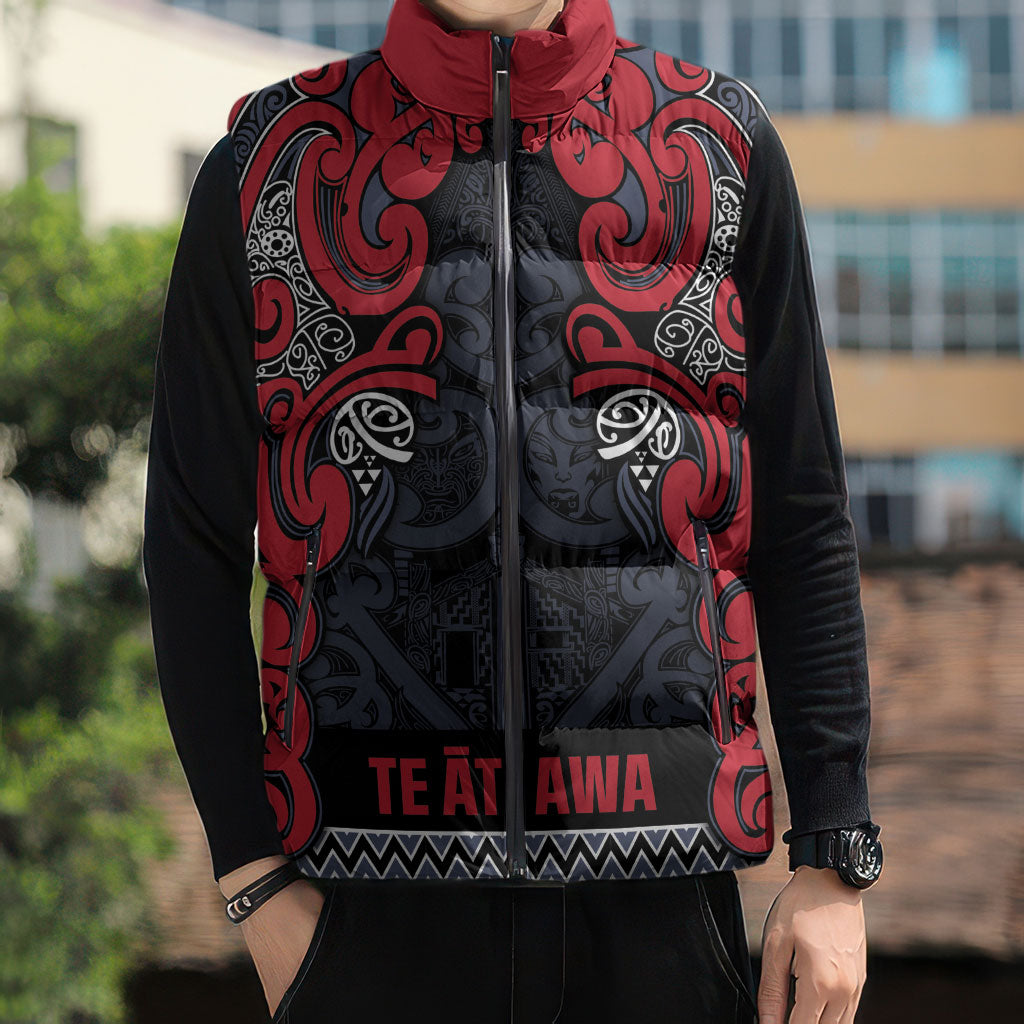 Aotearoa Iwi Te ati Awa Sleeveless Puffer Jacket Maori Wharenui House Tribal Pattern LT9 - Polynesian Pride