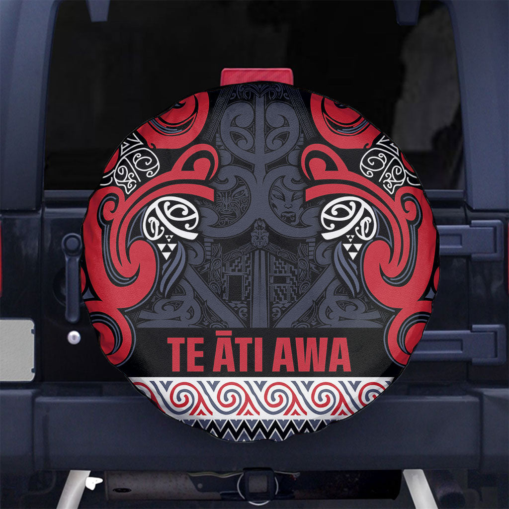 Aotearoa Iwi Te ati Awa Spare Tire Cover Maori Wharenui House Tribal Pattern LT9 No hole Bright Red - Polynesian Pride