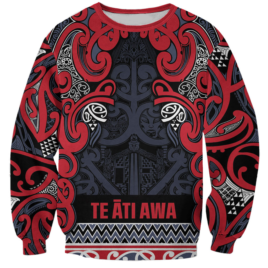 Aotearoa Iwi Te ati Awa Sweatshirt Maori Wharenui House Tribal Pattern LT9 Unisex Bright Red - Polynesian Pride