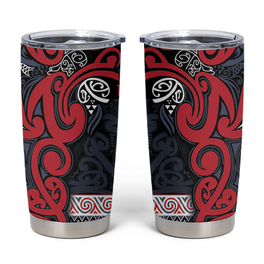 Aotearoa Iwi Te ati Awa Tumbler Cup Maori Wharenui House Tribal Pattern LT9 Bright Red - Polynesian Pride