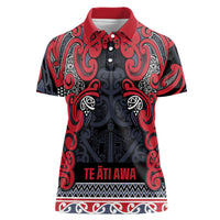 Aotearoa Iwi Te ati Awa Women Polo Shirt Maori Wharenui House Tribal Pattern LT9 Female Bright Red - Polynesian Pride